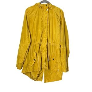 Utility Hooded Anorak Parka Jacket Cinched Waist Gorpcore Mustard Yellow Large